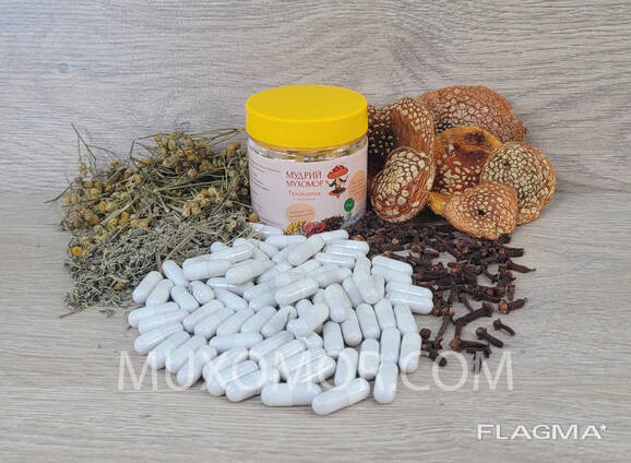 Trochatka antiparasittisk med MUHOMORAS 60 kapsler à 0,5 g/Тройчатка с мухомором